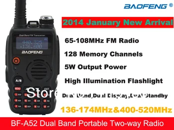 2014 UUE Baofeng BF-A52 VHF136-174MHz & UHF400-520MHz Dual Band 5W 128CH FM Kaasaskantav kahesuunaline Raadio Baofeng A52 walkie talkie