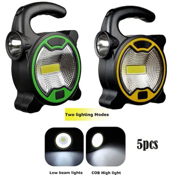 5tk Pool Taskulamp Torch Väljas + Portable LED COB Telkimine Laterna töötuli Telk Tuli Matkamine Kalapüük Jalgrattaga Avarii