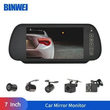 BINWEI 7Inch TFT LCD, HD Reverse Parkimine Süsteemi Rearview Backup Auto Rearview Mirror Monitor Kaamera