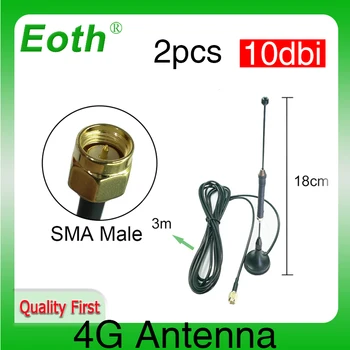 Eoth 2tk 4G LTE Antenn 10dbi SMA Isane Pistik Õhust 698-960/1700-2700Mhz asjade interneti magnetic base 3M Selge Jobu Antena