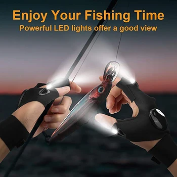 Fingerless Kinnas LED Veekindel Taskulamp Torch välisvalgustuse Kalapüügi Kindad, Telkimine, Matkamine, Ellujäämine Päästa Mitme Kerge Tööriist