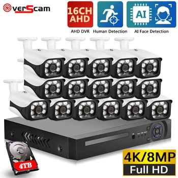 H. 265 16CH AHD DVR Kit 4K signalisatsioon Super 8MP Algatusel näotuvastus Kaamera Väljas IP66 videovalve CCTV DVR Kit