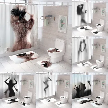 Naiste Shadow Dušš Kardin Set Seksikas Tüdruk Portree Vannituba Kardinate Komplekt Kodus Kaunistused Loominguline Disain Vannituba Decor