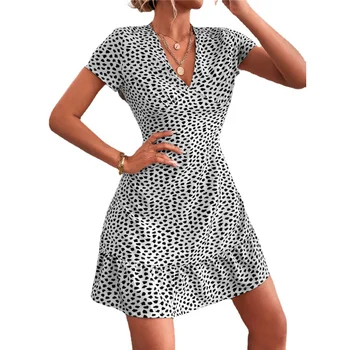Suvel Sexy Lühike Kleit Naiste V-Kaeluse Slim Õie Printida Mini Sundress Daamid Vabaaja Boho Beach-line Kleit Vintage Vestidos