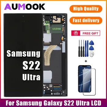 Testitud OLED-ekraaniga Samsung Galaxy S22 Ultra 5G LCD Puutetundlik Digiziter Assamblee SM-S908 S22Ultra LCD